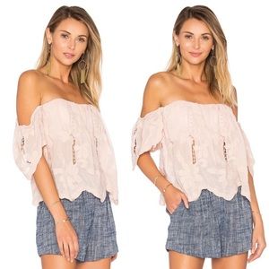 Lovers + Friends Life’s A Beach Off Shoulder Top Blush Pink Size S